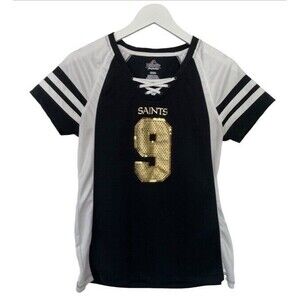 Majestic New Orleans Jersey Medium Saints Drew Brees 9 Sequined Sexy Cute Girly